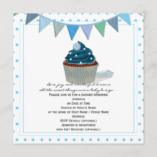 Invitation au Baby shower Blue Cupcake
