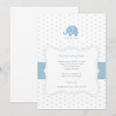 Invitation au Baby shower Blue Elephant Polkadot (Devant / Derrière)