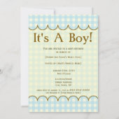 Invitation au Baby shower Blue En vichy (Dos)