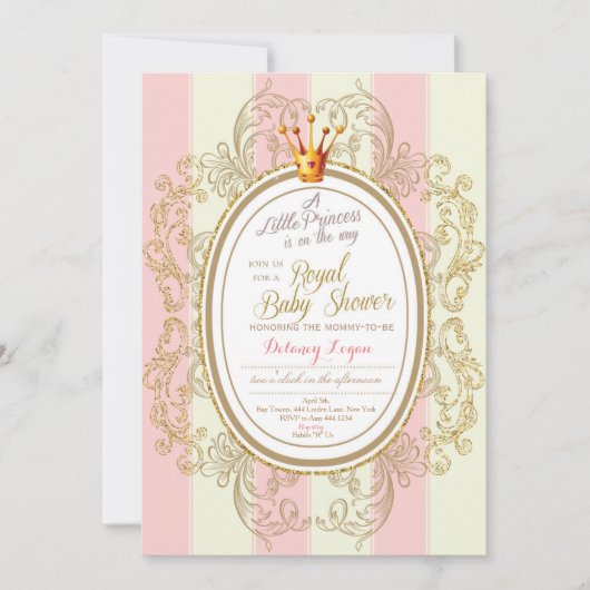 Invitation au Baby shower Blush Gold Royal Princes (Devant)