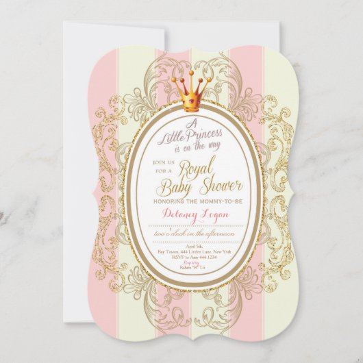 Invitation au Baby shower Blush Gold Royal Princes (Devant)