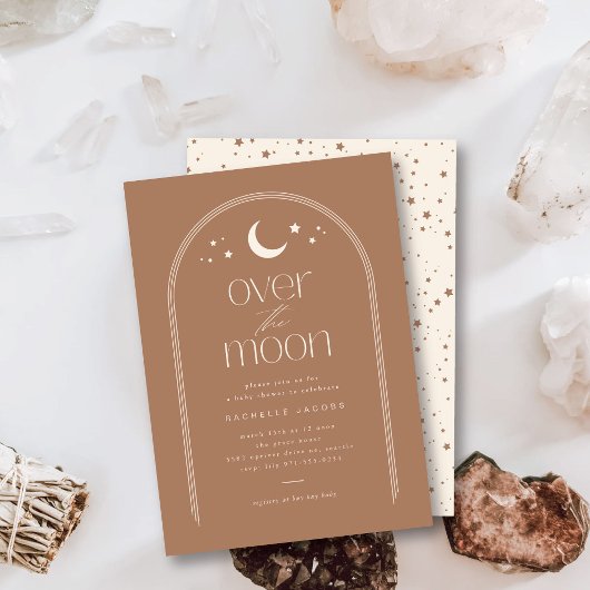 Invitation au Baby shower Boho de la lune
