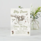 Invitation au Baby shower Boho de l'ours des bois (Debout devant)
