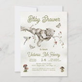 Invitation au Baby shower Boho de l'ours des bois (Devant)
