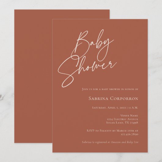 Invitation au Baby shower Boho Elegant Genre Neutr (Devant / Derrière)