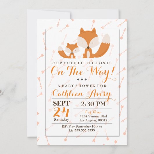 Invitation au Baby shower Boho Fox (Devant)