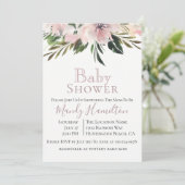 Invitation au Baby shower botanique Dusty Mauve (Debout devant)