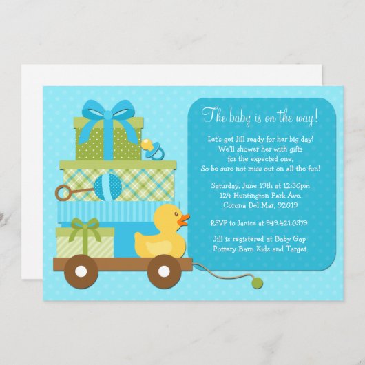 Invitation au Baby shower Boy Duck (Devant / Derrière)