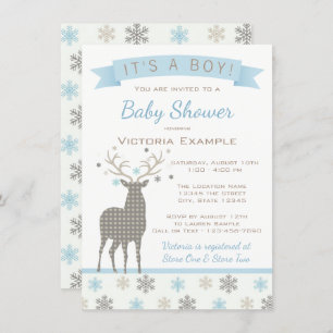 Invitation au Baby shower Boys Deer Winter Wonderl
