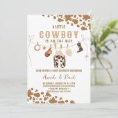 Invitation au Baby shower Brown de Cowboy Western (Debout devant)