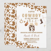 Invitation au Baby shower Brown de Cowboy Western (Devant / Derrière)