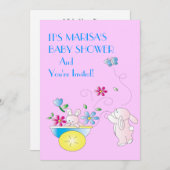 Invitation au Baby shower Bunny (Devant / Derrière)
