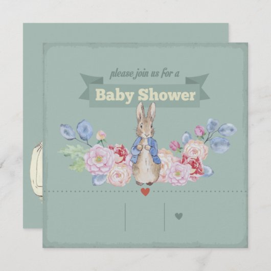 Invitation au Baby shower Bunny (Devant / Derrière)