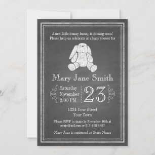 Invitation au Baby shower Bunny de tableau noir
