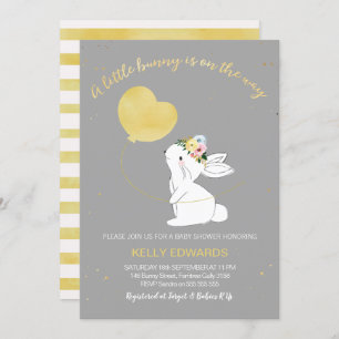 Invitation au Baby shower Bunny neutre pour les fe