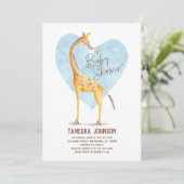 Invitation au Baby shower cardiaque Giraffe (Debout devant)