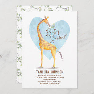 Invitation au Baby shower cardiaque Giraffe