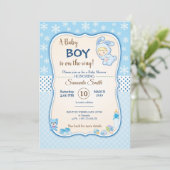 invitation au baby shower, c'est un garçon (Debout devant)