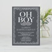 Invitation au Baby shower Chalkboard Mustache (Debout devant)