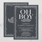 Invitation au Baby shower Chalkboard Mustache (Devant / Derrière)