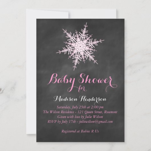 Invitation au Baby shower Chalkboard Snowflake - r (Devant)