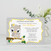Invitation au Baby shower Chevron Grey Jaune 160 (Debout devant)