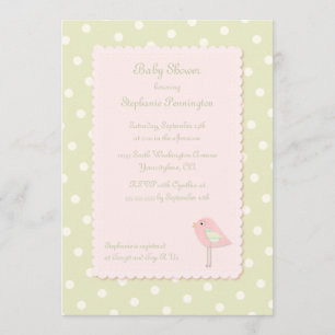 Invitation au baby shower chic des pois d'oiseaux