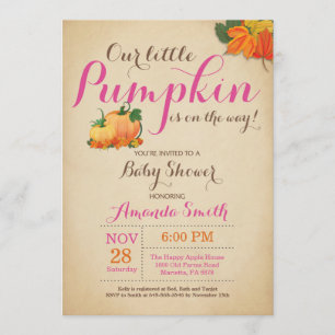 Invitation au Baby shower Citrouille d'automne