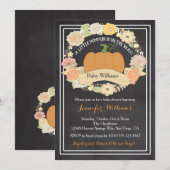 Invitation au Baby shower Citrouille neutre pour l (Devant / Derrière)