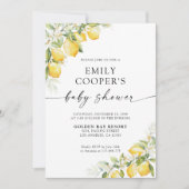 Invitation au Baby shower Citrus citron (Devant)