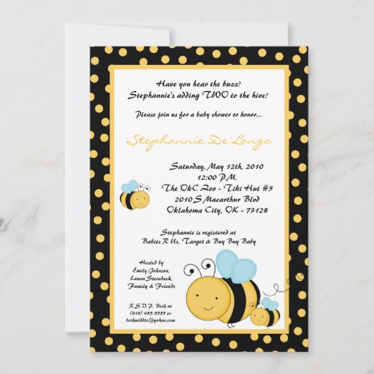 Invitation au Baby shower d'abeilles à miel de 5x7 (Devant)