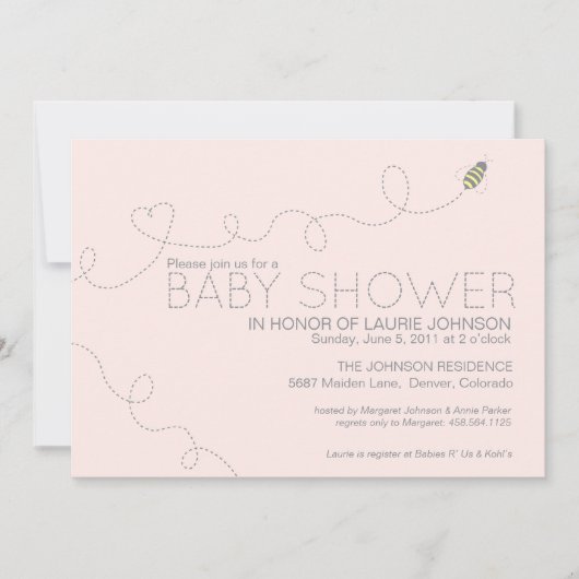 Invitation au Baby shower d'abeilles miel (Devant)