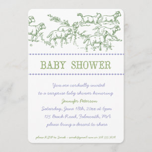 Invitation au Baby shower d'agneau vert - unisex