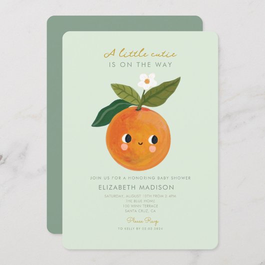 Invitation au Baby shower d'agrumes de Little Cuti
