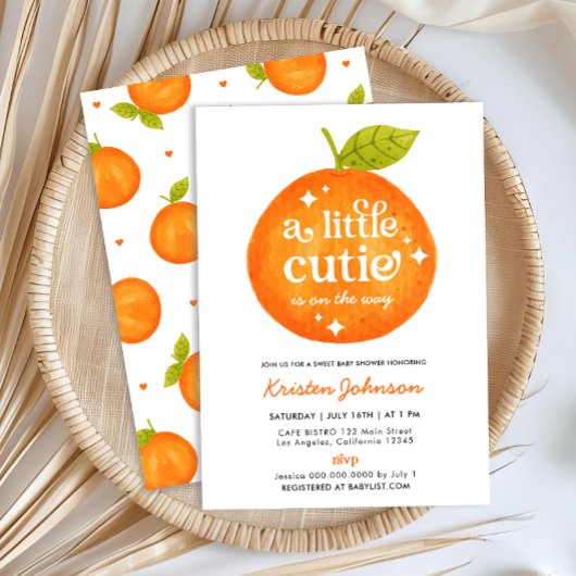 Invitation au Baby shower d'agrumes de Little Cuti