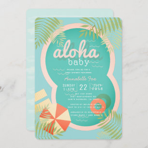 Invitation au Baby shower d'Aloha Blue Pool Turquo