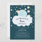 Invitation au Baby shower d'amour sur la lune (Devant)
