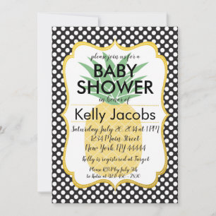 Invitation au Baby shower d'ananas Polkadot