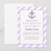 Invitation au Baby shower d'Ancres Purple Ahoy (Devant / Derrière)