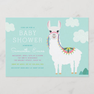Invitation au Baby shower d'anniversaire d'Alpaca