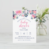 Invitation au Baby shower d'aquarelle Blush et Nav (Debout devant)