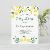 Invitation au Baby shower d'aquarelle de citron (Debout devant)