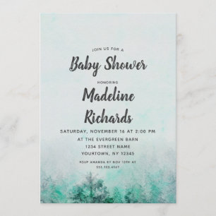 Invitation au Baby shower d'aquarelle de la forêt