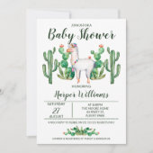 Invitation au Baby shower d'aquarelle Fiesta Llama (Devant)