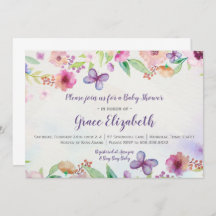 Invitation au Baby shower d'aquarelle florale papi