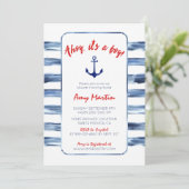 Invitation au Baby shower d'aquarelle marine (Debout devant)
