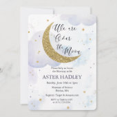 Invitation au Baby shower d'aquarelle sur la lune (Devant)