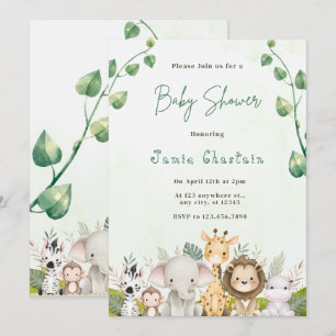 Invitation au Baby shower d'aquarelle verte et bla