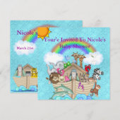 Invitation au Baby shower d'arche CUTE Noahs (Devant / Derrière)