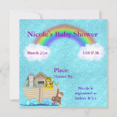 Invitation au Baby shower d'arche CUTE Noahs (Dos)